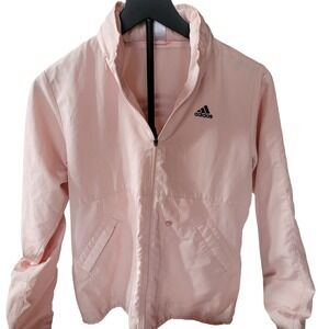 Adidas Pink Track Jacket Zip Up Full Zip Athletic Women's Size M Sporty